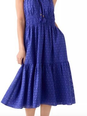 Vince Camuto Eyelet Halter Rotal Blue Dress sz 12 NWT